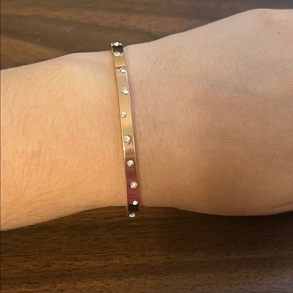 Rhinestone rose gold bangle bracelet